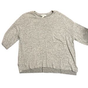 WORKSHOP Cozy Gray Knit Sweater lightweight short sleeve